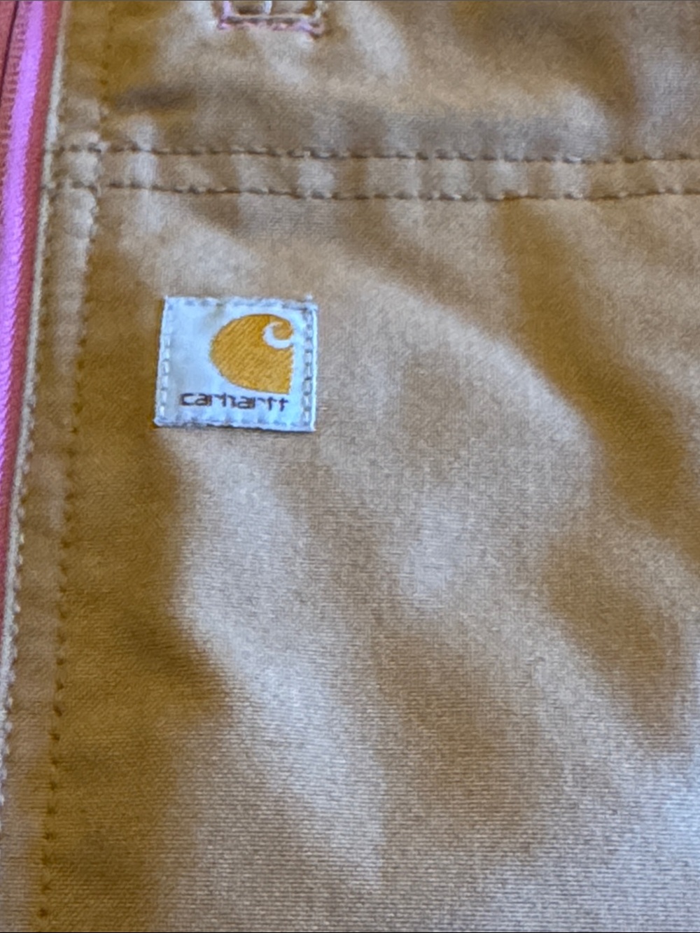 Carhartt Kids Brown Hooded Puffer Jacket with Pink Lining - Picture 2 of 8